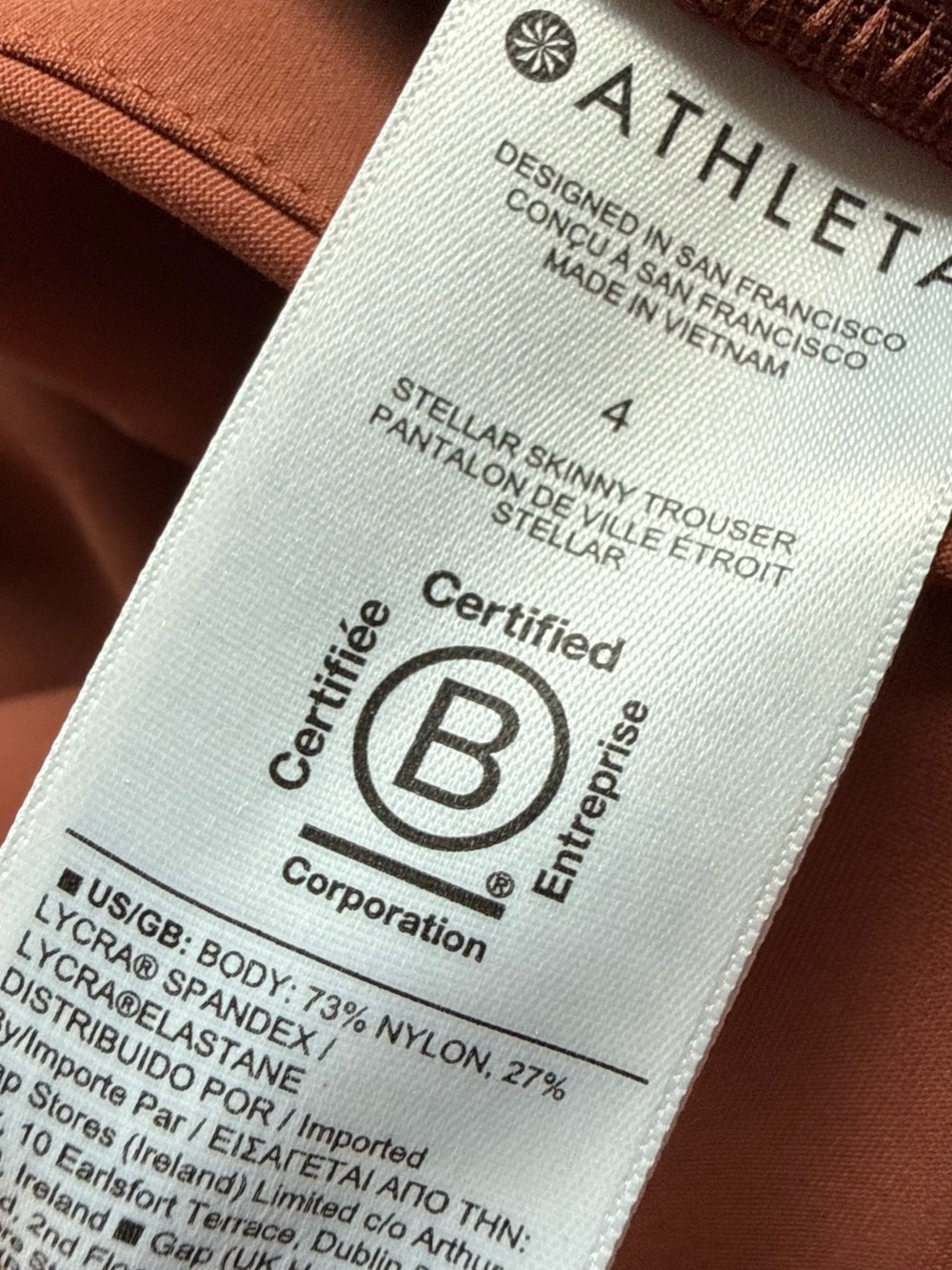 ATHLETA Stellar Skinny Trouser Pants Ancient Mahogany Rust Casual Women’s Size 4 - Picture 10 of 11